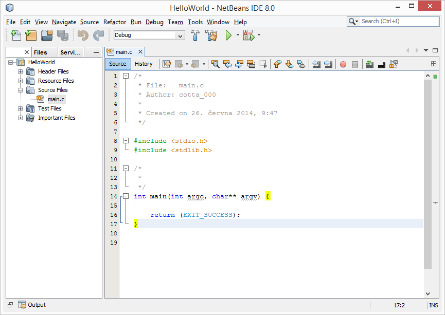 The C language in NetBeans - The C Language Basic Constructs