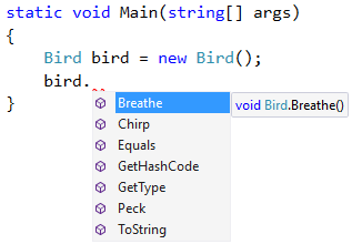 Bird methods in C# .NET - Object-Oriented Programming in C# .NET