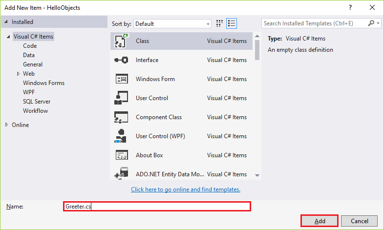 Declaring a new class in Visual Studio - Object-Oriented Programming in C# .NET