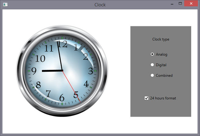 Analog and digital clock in C# .NET WPF