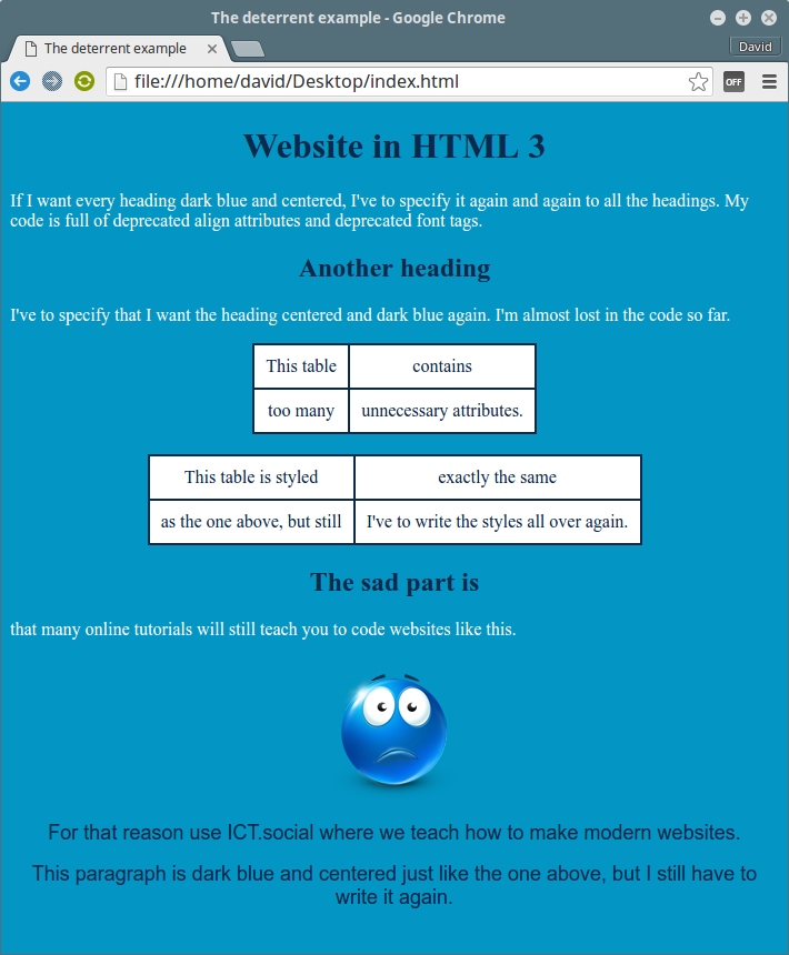 Deterrent example of a web without CSS - Make Your First Website, Step by Step!