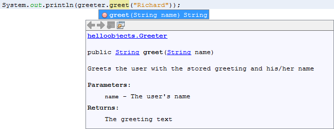 Greeter object methods in NetBeans - Object-Oriented Programming in Java