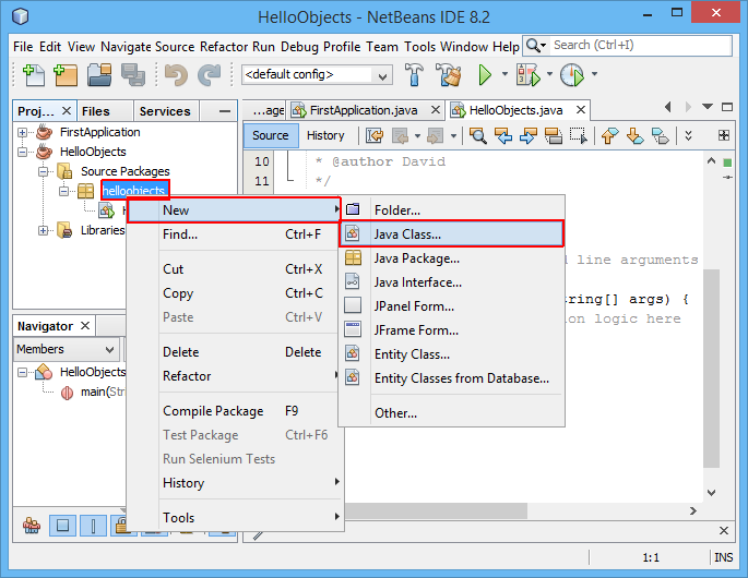 Adding a new Class to a Java project in NetBeans - Object-Oriented Programming in Java