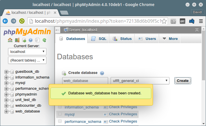 Creating MySQL database - Databases in PHP for Beginners
