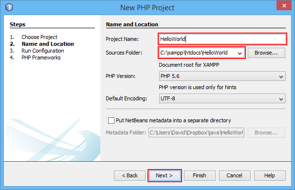 NetBeans project PHP path - PHP Basic Constructs