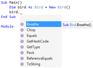 Bird methods in VB.NET - Object-Oriented Programming in VB.NET