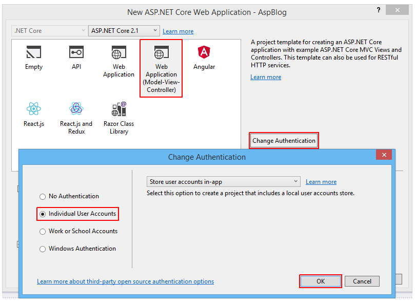 Template Authentication in ASP.NET Core MVC - ASP.NET Core MVC Basics