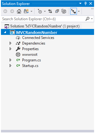 The directory structure of an ASP.NET Core project in Visual Studio - ASP.NET Core MVC Basics