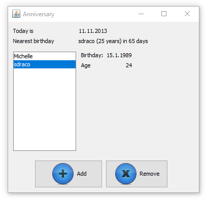 Java Swing Birthday Reminder - Form Applications in Java Swing