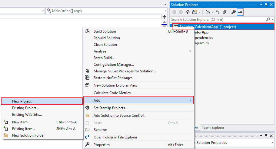 Adding a new test project in Visual Studio - Testing in C# .NET