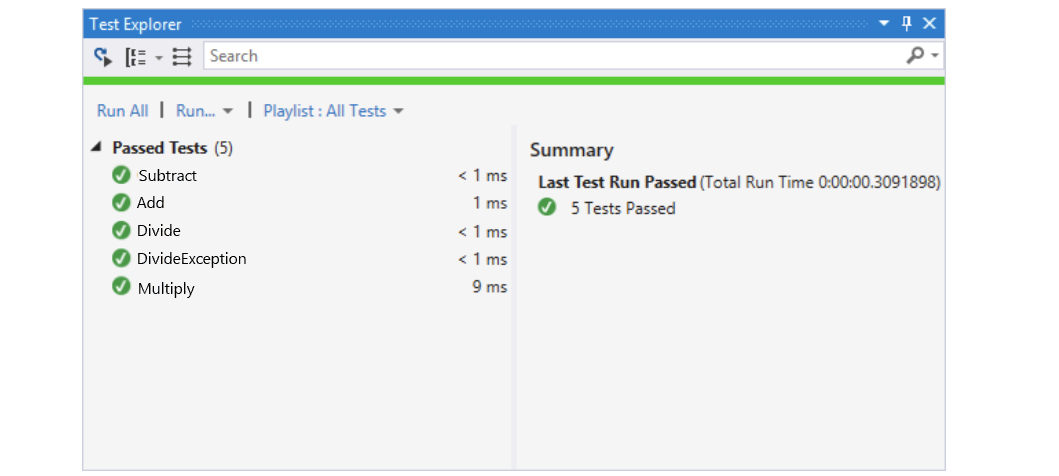 Test results in Visual Studio - Testing in C# .NET