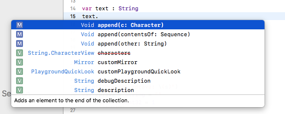 Swift autocomplete in Xcode - Swift Basic Constructs
